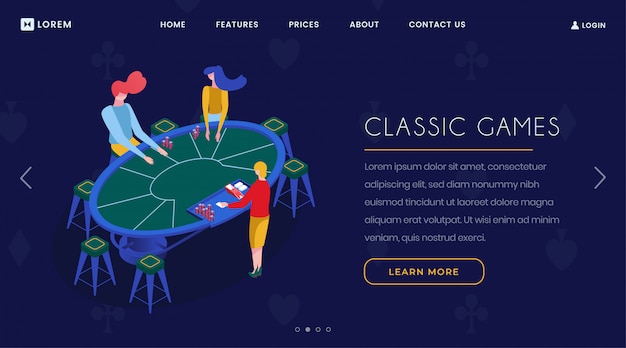 Casino card games isometric landing page