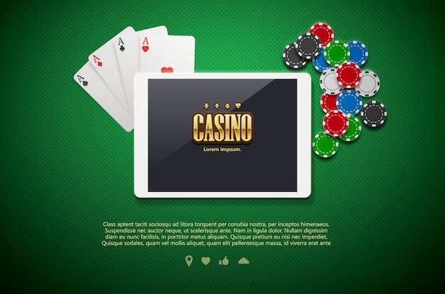 Casino chips en mobiel geïsoleerd op groene achtergrond