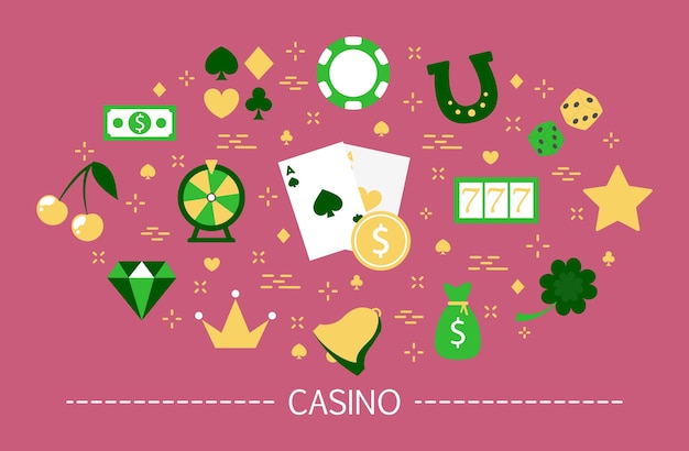 Casino concept. Gamble addiction. Play pocker and roulette