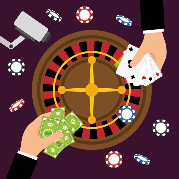 Концепция казино с дизайном иконок las vegas