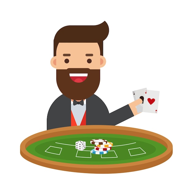 Casino Croupier Geïsoleerde Man Dealer In Bow