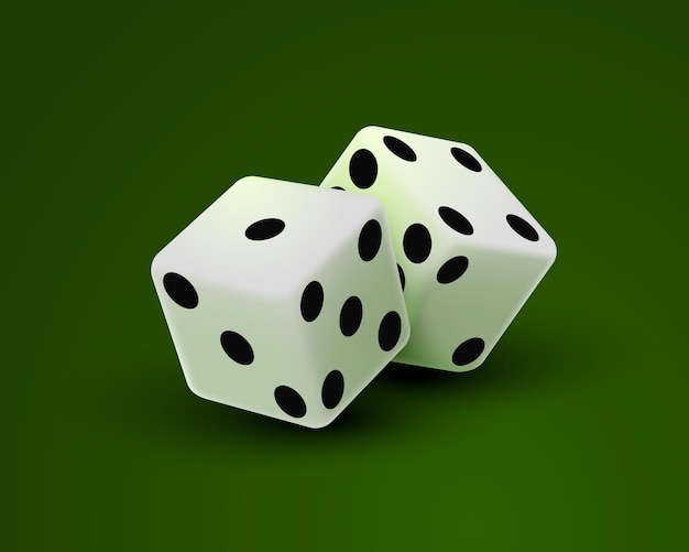 Vector casino dice on a green background, design element template. vector illustration