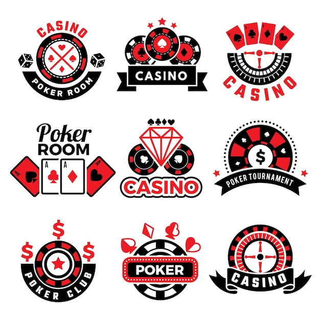 Casino en pokerlogo ingesteld met spelchips