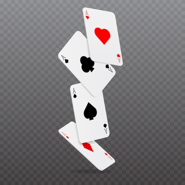 Vector casino falling poker cards game c
