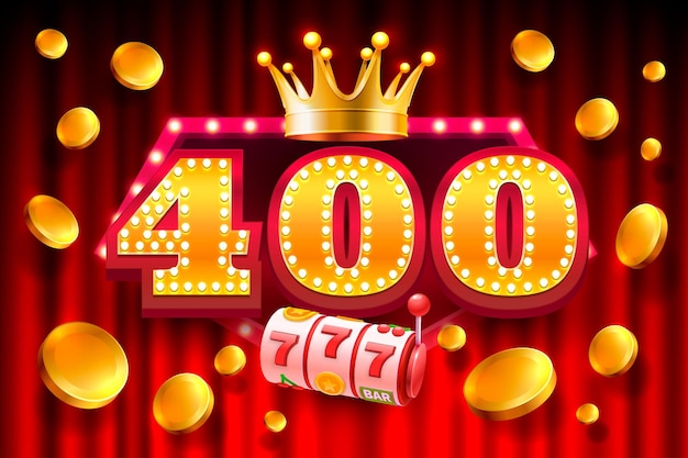 Vector casino free spins special voucher 400 coins banner special offer vector illustration