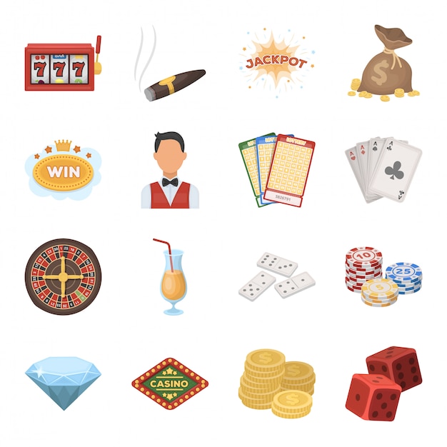 Vector casino and gambling  cartoon set icon. illustration game of jackpot  . isolated cartoon set icon casino and gambling .