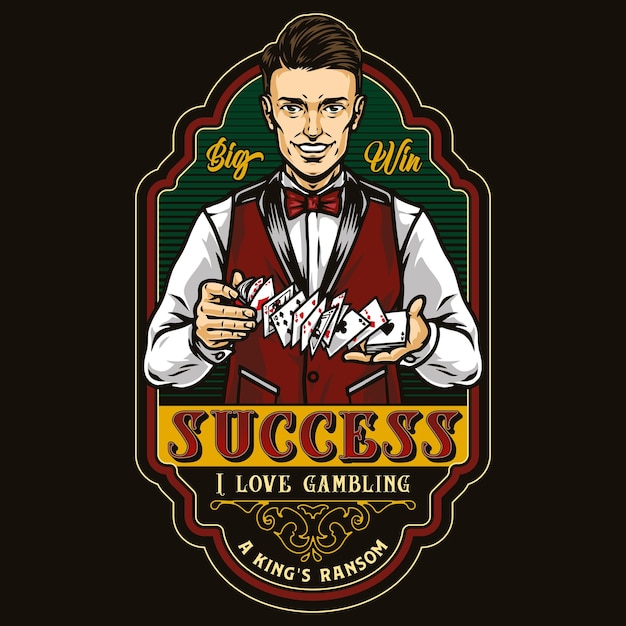 casino and gambling colorful vintage label