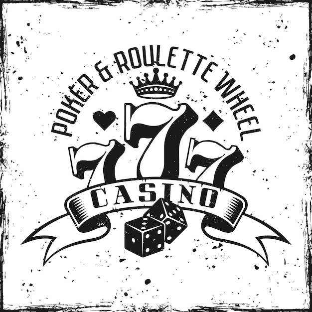 Vector casino gambling emblem on textured background illustration