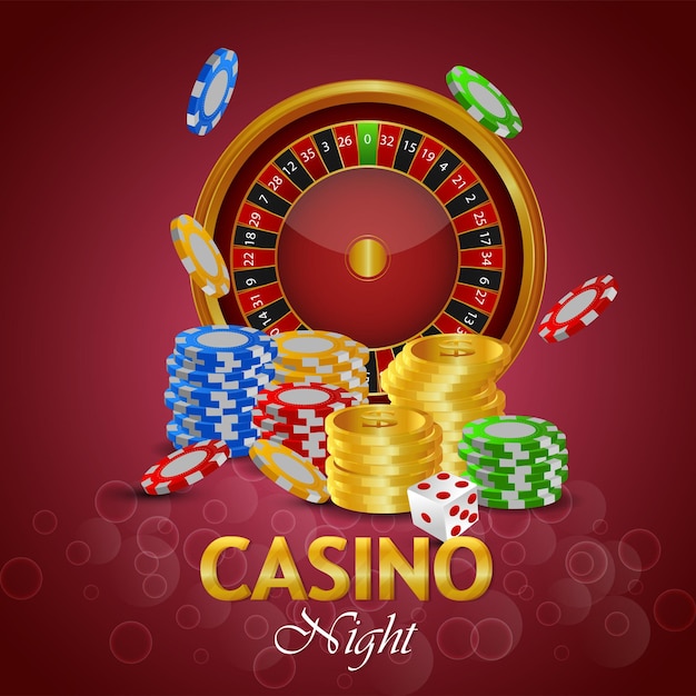 Gioco d'azzardo da casinò con illustrazione creativa di carte da gioco e fiches del casinò