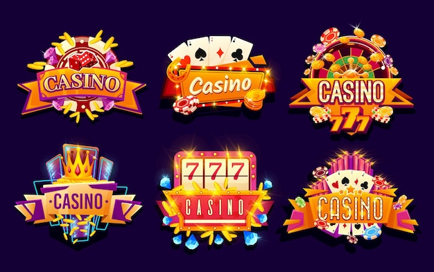 Vector casino and gambling games signboards