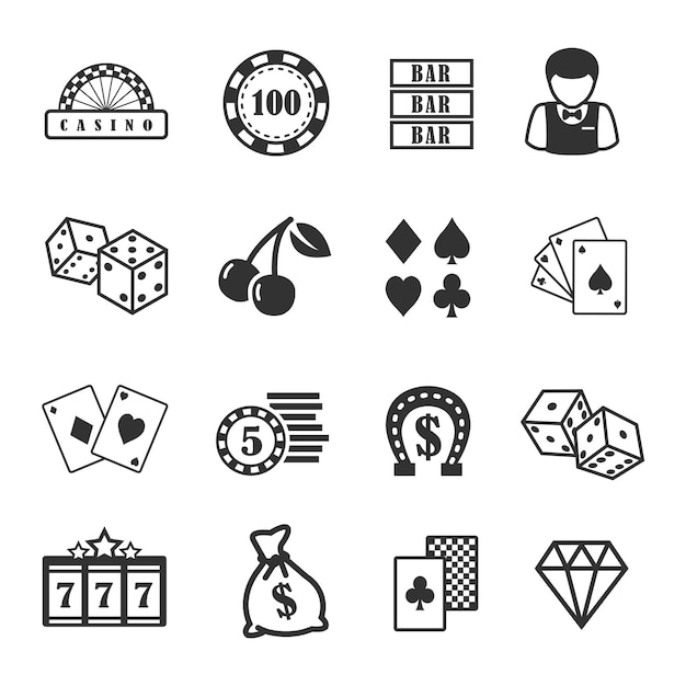 Vector casino and gambling icons set