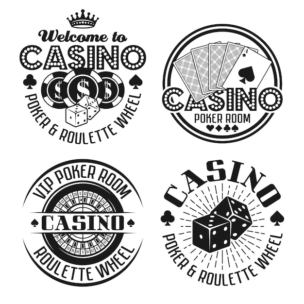 Casino and gambling set of four emblems