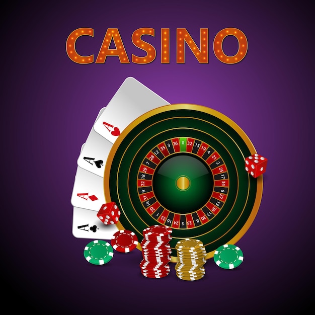 Казино азартные игры векторная иллюстрация с творческими игральными картами и фишками