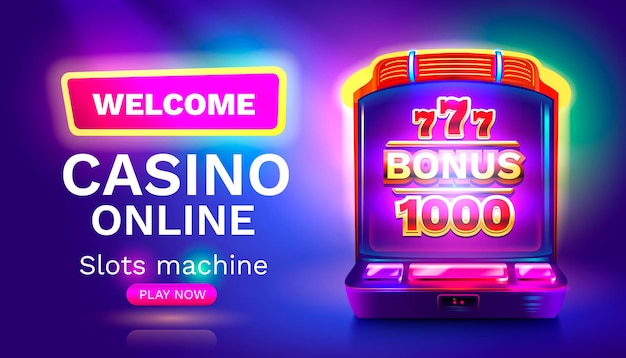 Casino gokautomaat winnaar jackpot fortuin bonus 1000 777 win banner Vector