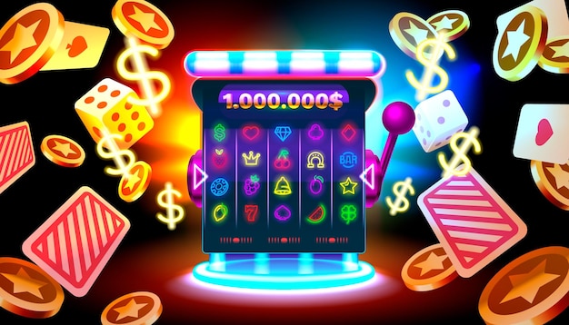 Casino gokautomaat winnaar jackpot fortuin van geluk 777 win banner vector