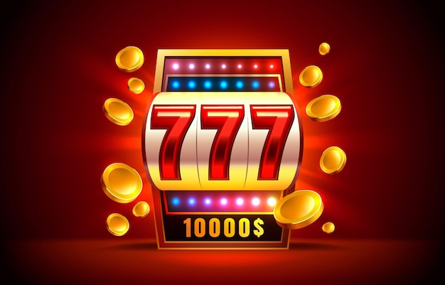 Casino gokautomaat winnaar jackpot fortuin van geluk 777 win banner Vector