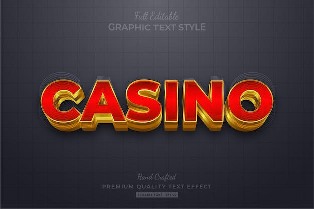 Casino Gold Bewerkbare Eps Tekststijl Effect Premium