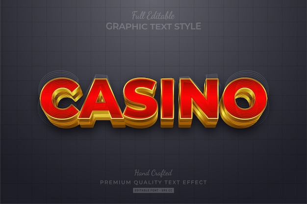 Casino gold bewerkbare eps tekststijl effect premium