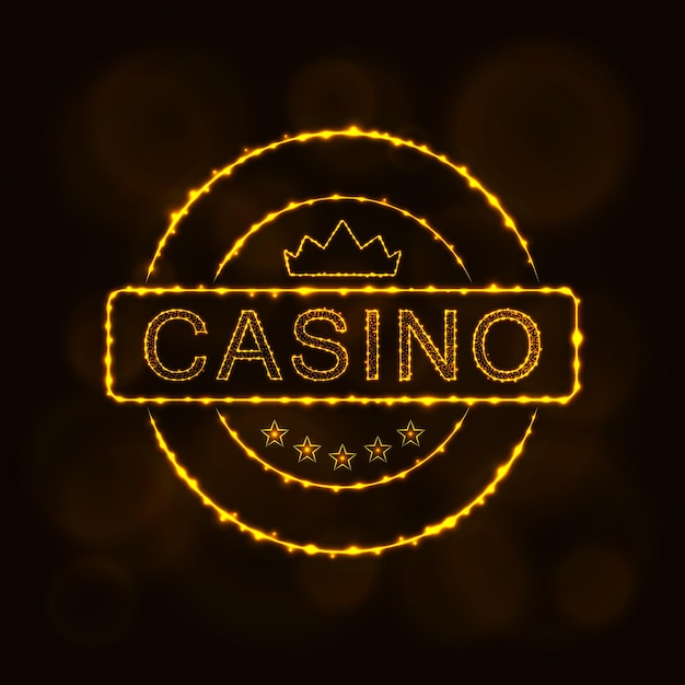 Вектор Значок казино символ эмблемы казино освещает силуэт на темном фоне векторная иллюстрация светящиеся линии и точки золотого цвета