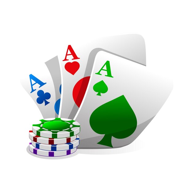 Икона казино Вектор иллюстрация цвет Покер Карты и чипы Игры