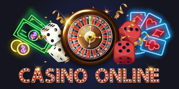 Casino illustratie met roulette wiel en het spelen van chips vector gokken ontwerp met poker kaarten