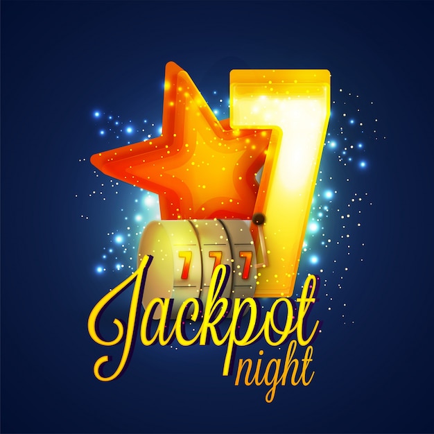 Casino jackpot night achtergrond met 3d-elementen.