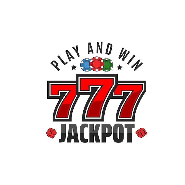 Vector casino jackpot teken embleem met 777 geluksgetal