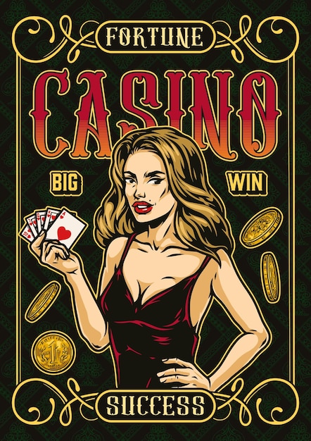 Casino kleurrijke vintage poster