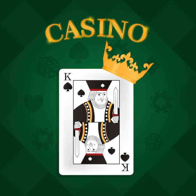 カジノレジャーカード、王様、緑、背景、ベクトル、イラスト、グラフィック、デザイン