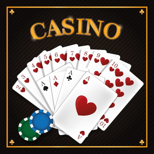 Casino leisure cards with chips vector illustration graphic design