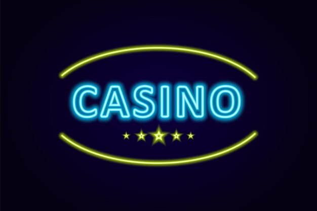 Casino logo in neon style Neon sign light banner billboard bright light advertising gambling