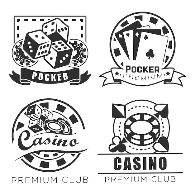 Casino logo ontwerp bundel Poker club logo monochrome set