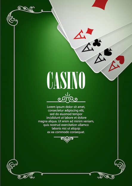 Vector casino logo poster achtergrond of flyer met speelkaarten.