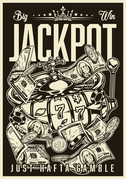 Vector casino monochrome vintage poster