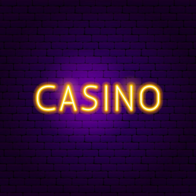 Casino Neon Sign. Vector Illustration of Game Promotion.