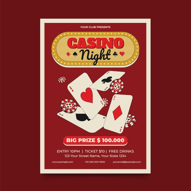 Casino night flyer template