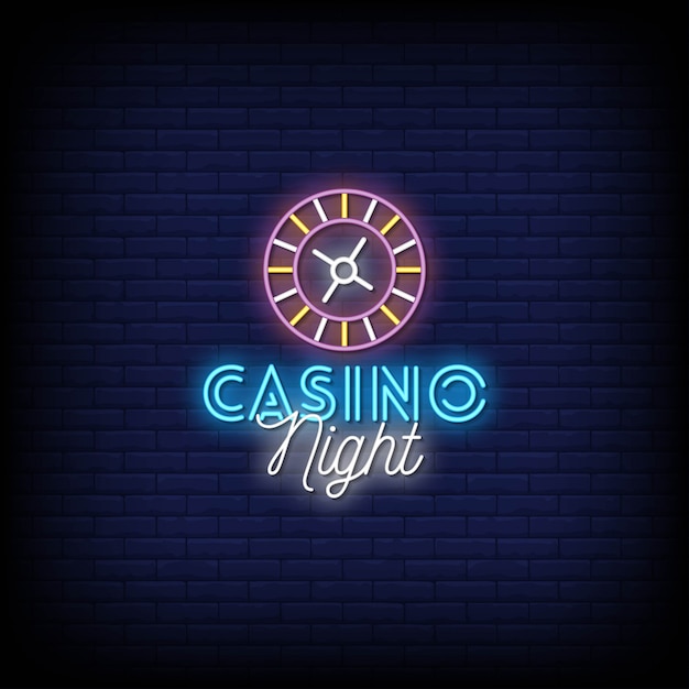 Casino night neon signs style text