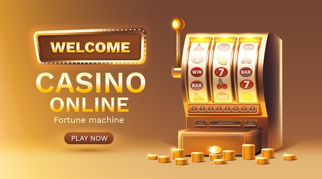 Vector casino online banner slots machine winnaar jackpot fortuin van geluk vector illustratie