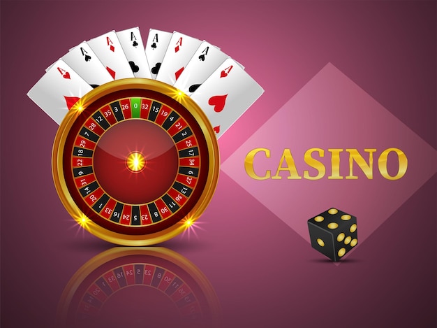 Gioco del casinò online con ruota della roulette e carte da gioco