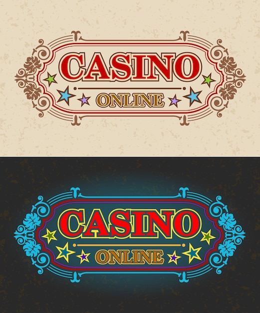 Casino online kalligrafische reclame Opwinding Prijs Plezier Vectorillustratie