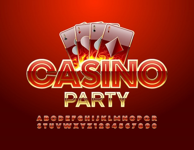 Эмблема партии казино и синий алфавит и цифры