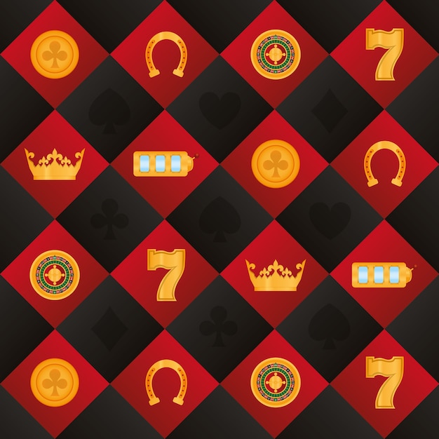 カジノのパターンのシンボルの背景ベクトル図のグラフィックデザイン