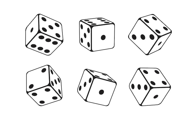 Casino platte dobbelstenen set geïsoleerde vectorillustratie voor gokspellen ontwerp tafelblad of bordspellen