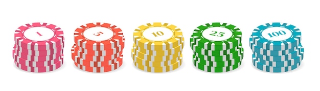 カジノとポーカー チップの現実的なスタイルのベクトル図