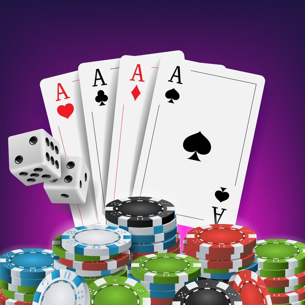 Playing Cards Poker Chips. Falling Dice Online Casino Gambling Realistic 3D  Gaming Concept with Vector Lucky Roulette Ilustração do Vetor - Ilustração  de fundo, jogar: 144813995