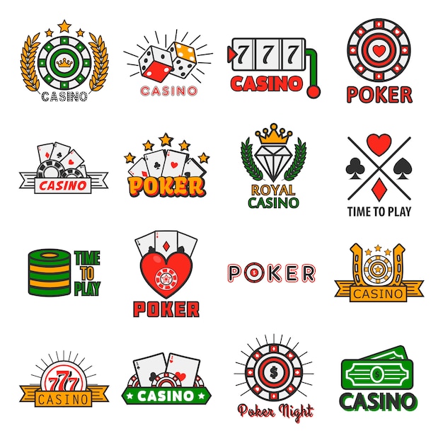 Casino poker vector templates of chips and gamble cards