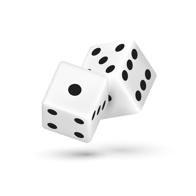 Casino realistic dice isolated 3d vector illustration for gambling games design poker tabletop