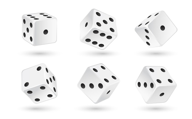 Casino realistic dice set isolated 3d vector illustration for gambling games design poker tabletop