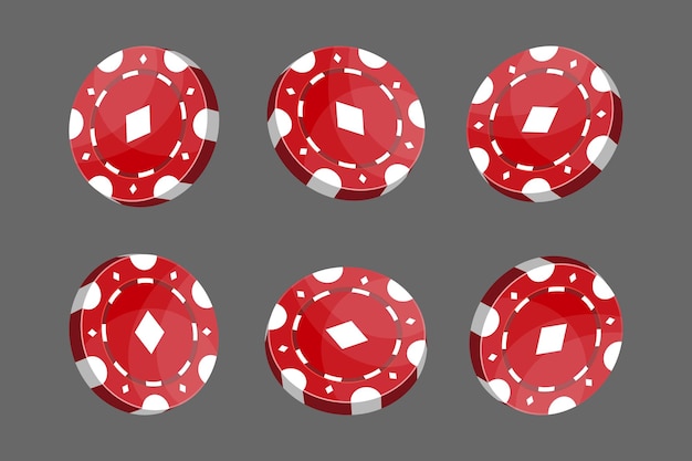 Casino red chips for poker or roulette. elements to design logo, website or background. vector illustration.