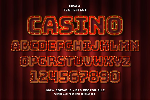 Vector casino retro light box billboard vintage frame style editable text effect